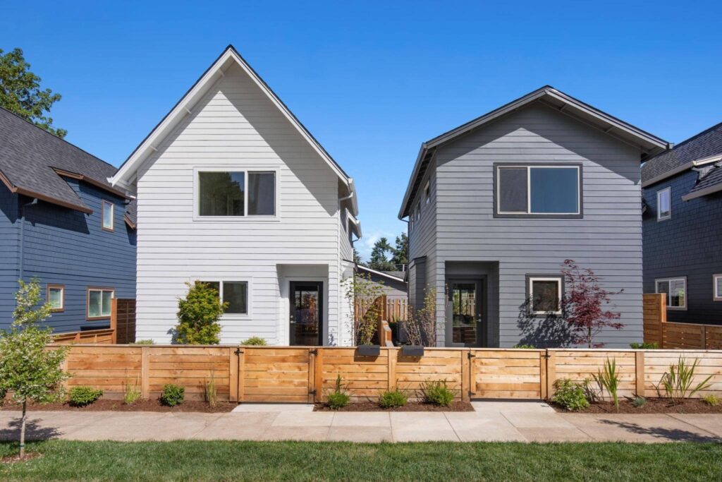 Portland Oregon housing market with modern residential homes representing current home prices in Portland OR